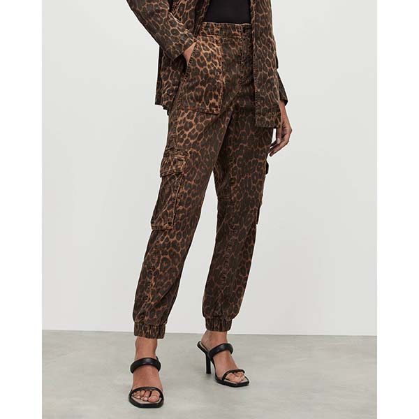 Allsaints Australia Womens Frieda Leopard Print Cargo Pants Brown AU19-561